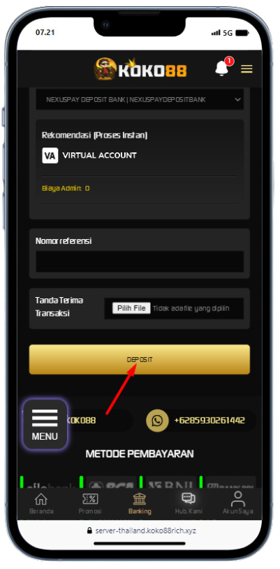 Tombol Deposit Koko88