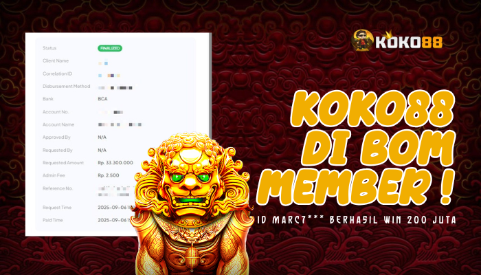 KOKO88 Di Boom Member! ID Marc7*** Win 200 Juta